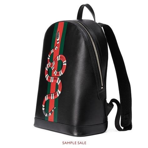 Gucci Kingsnake Web Backpack Printed Leather Black, Print